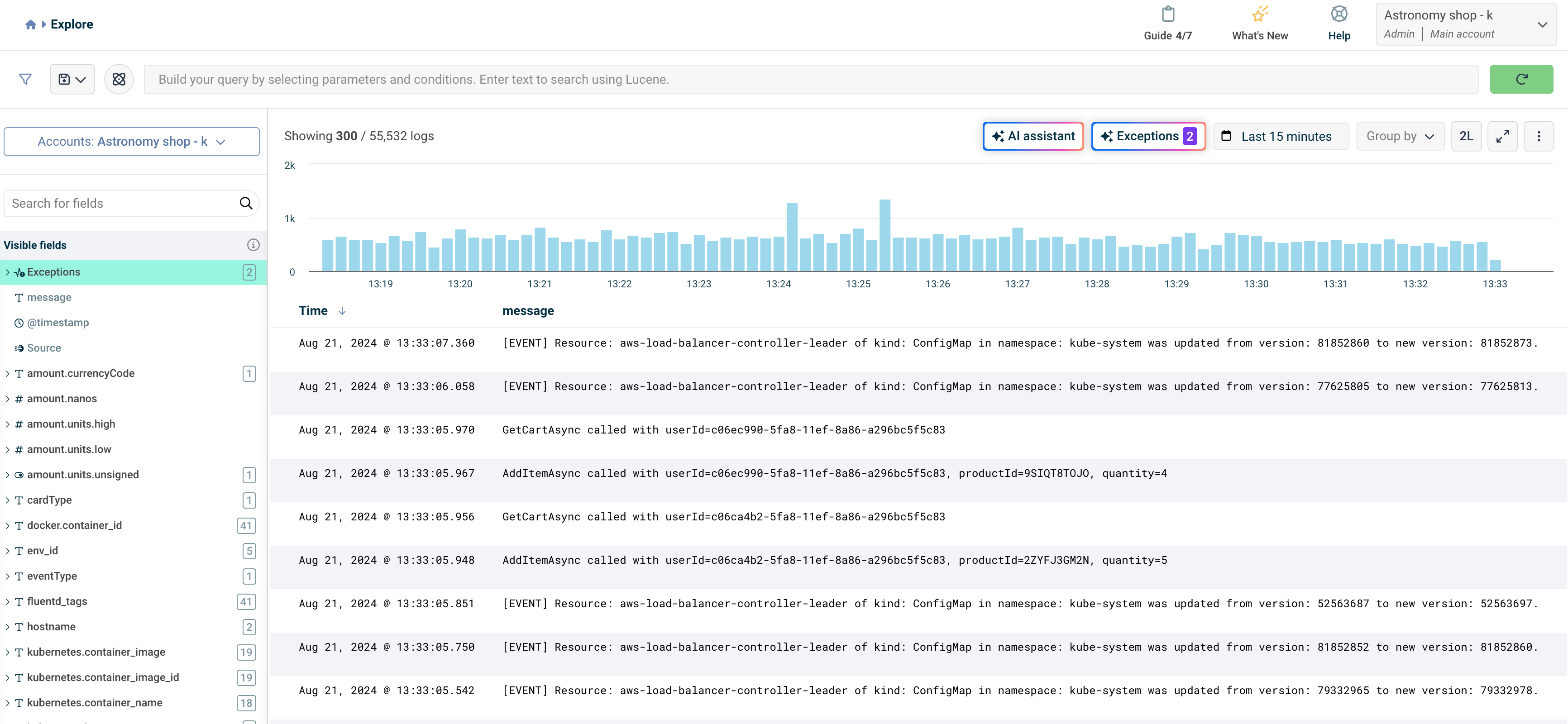 Explore dashboard