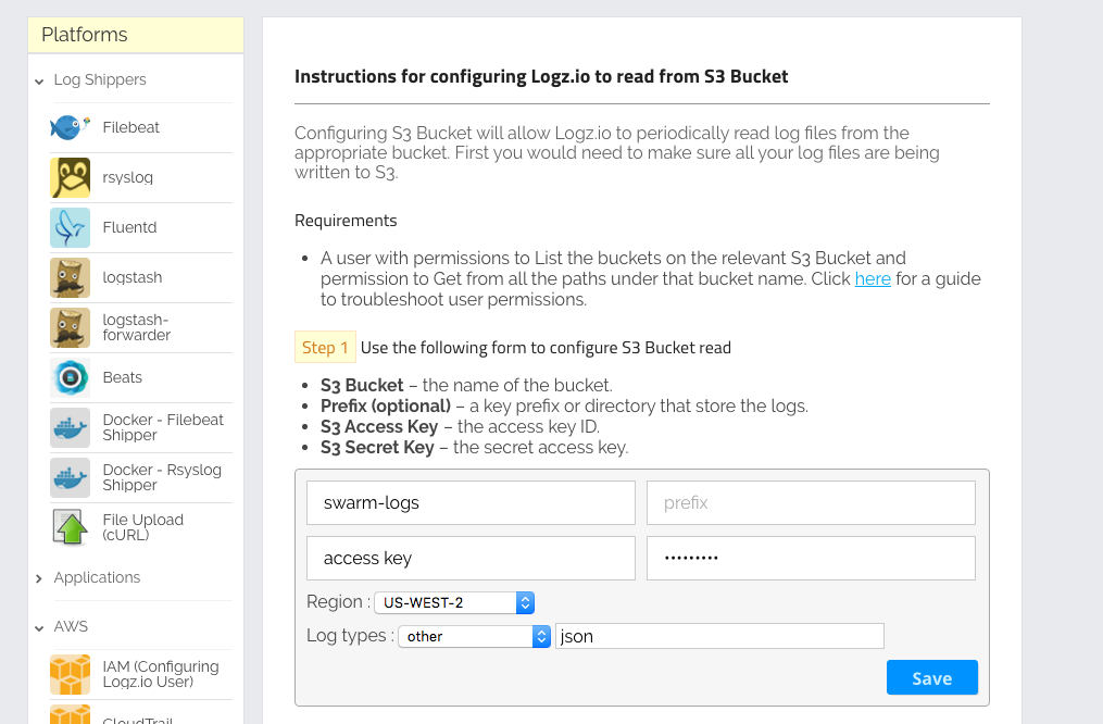 S3 shipping in Logz.io
