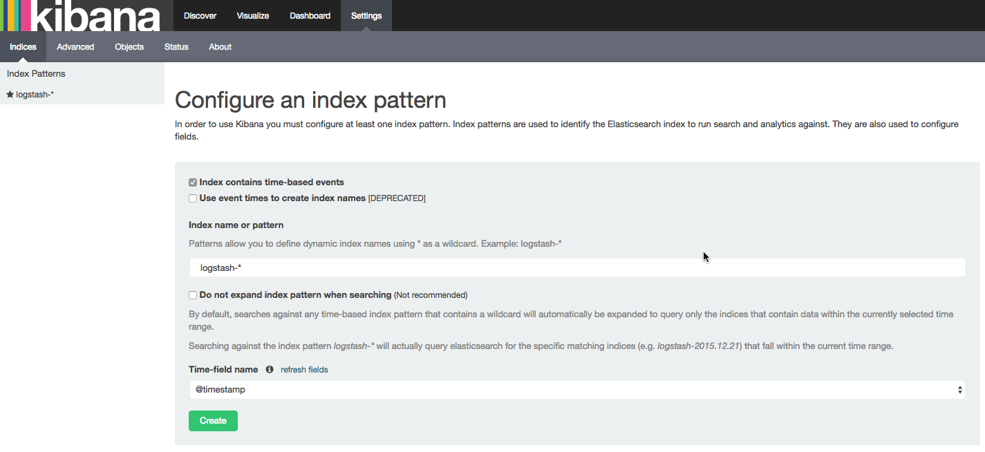configure kibana index pattern