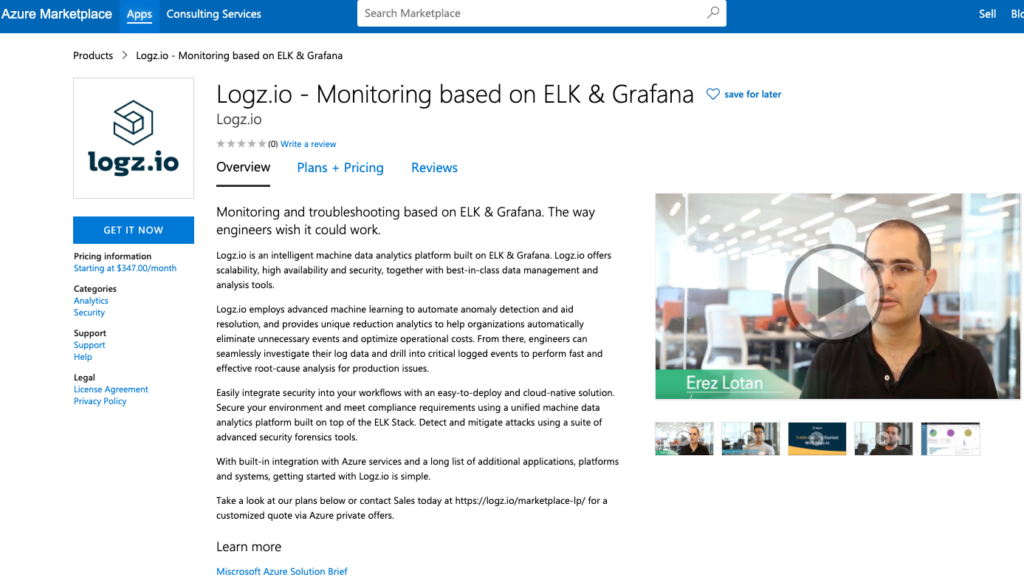 Get Logz.io from the Microsoft Azure Marketplace